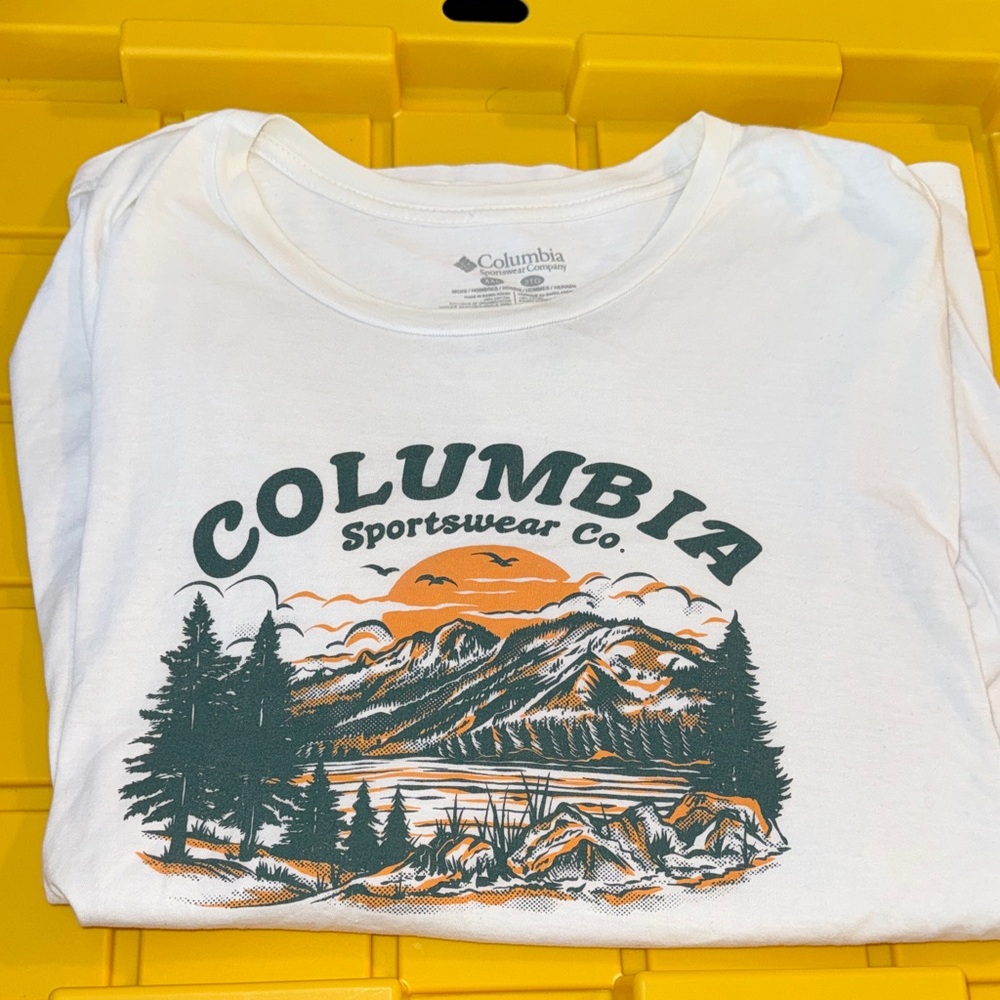 Columbia White Tee with Nature Graphic